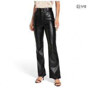 Old Navy Black High-Rise Faux Leather Flare Pants